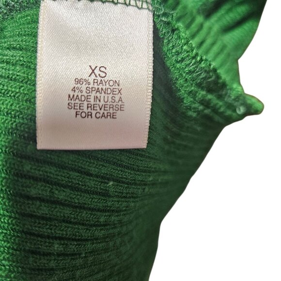 Arden B Green Ruffle Knit Dress XS Rayon Blend Womens V-Neck Sleeveless - Picture 6 of 6